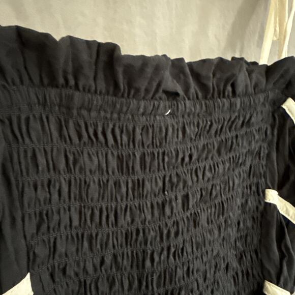 Thirty Thirty LA Crop Top Ruffle‎ Bow Ties Black Cream Coquette Y2K Women's M - Picture 7 of 12